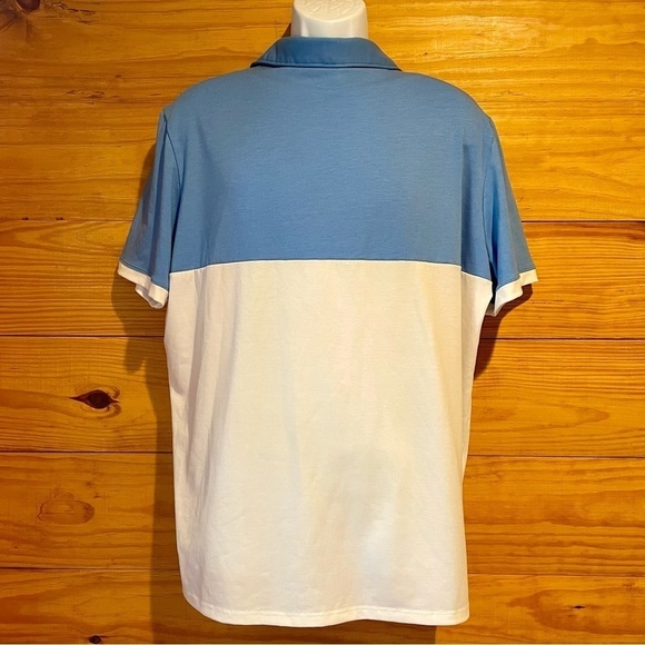 Redvanly Men’s Blue White Stripe Colorblock Short Sleeve Golf Polo Shirt XL - Picture 2 of 8